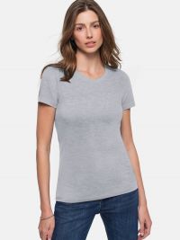Rundhals Damen T-Shirt Grau meliert